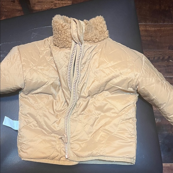 Cozy Tan Kids Puffer Jacket with Sherpa Collar - Picture 1 of 3